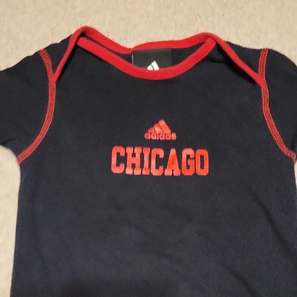 Adidas Kids Black and Red Chicago Bodysuit Size 12 Months